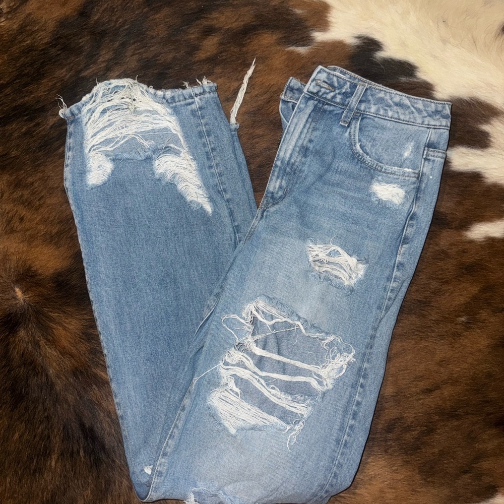 Flying Monkey Light Blue High-Rise Distressed Jeans